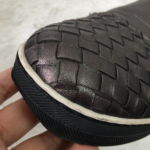 Bottega Veneta Women's Silver Pewter Intrecciato Slip On Sneakers Size 38 1/2 - Picture 9 of 14